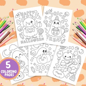 Lindas páginas para colorear de Halloween, páginas para colorear de Halloween para niños, páginas para colorear espeluznantes, actividades de Halloween para niños, dulces pero espeluznantes