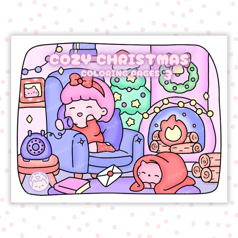cozy Christmas coloring pages