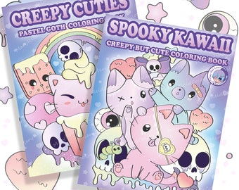 Pacchetto di libri da colorare kawaii inquietanti, spettrali e stampabili (PDF)