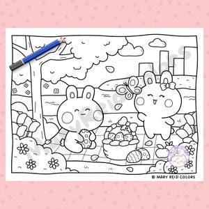 kawaii easter coloring pages