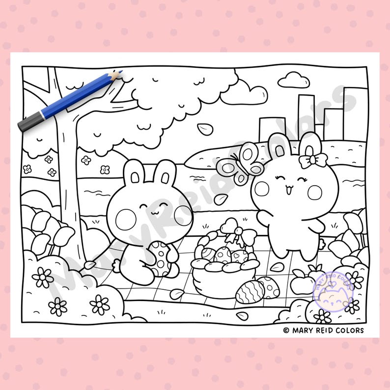 kawaii easter coloring pages