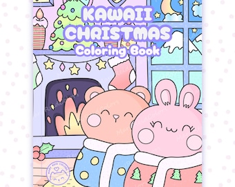 Kawaii Christmas Coloring Book, Holiday Printable Pages (PDF)