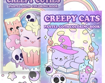Creepy Kawaii Coloring Book Bundle, Pastel Goth Digital Pages (PDF Download)