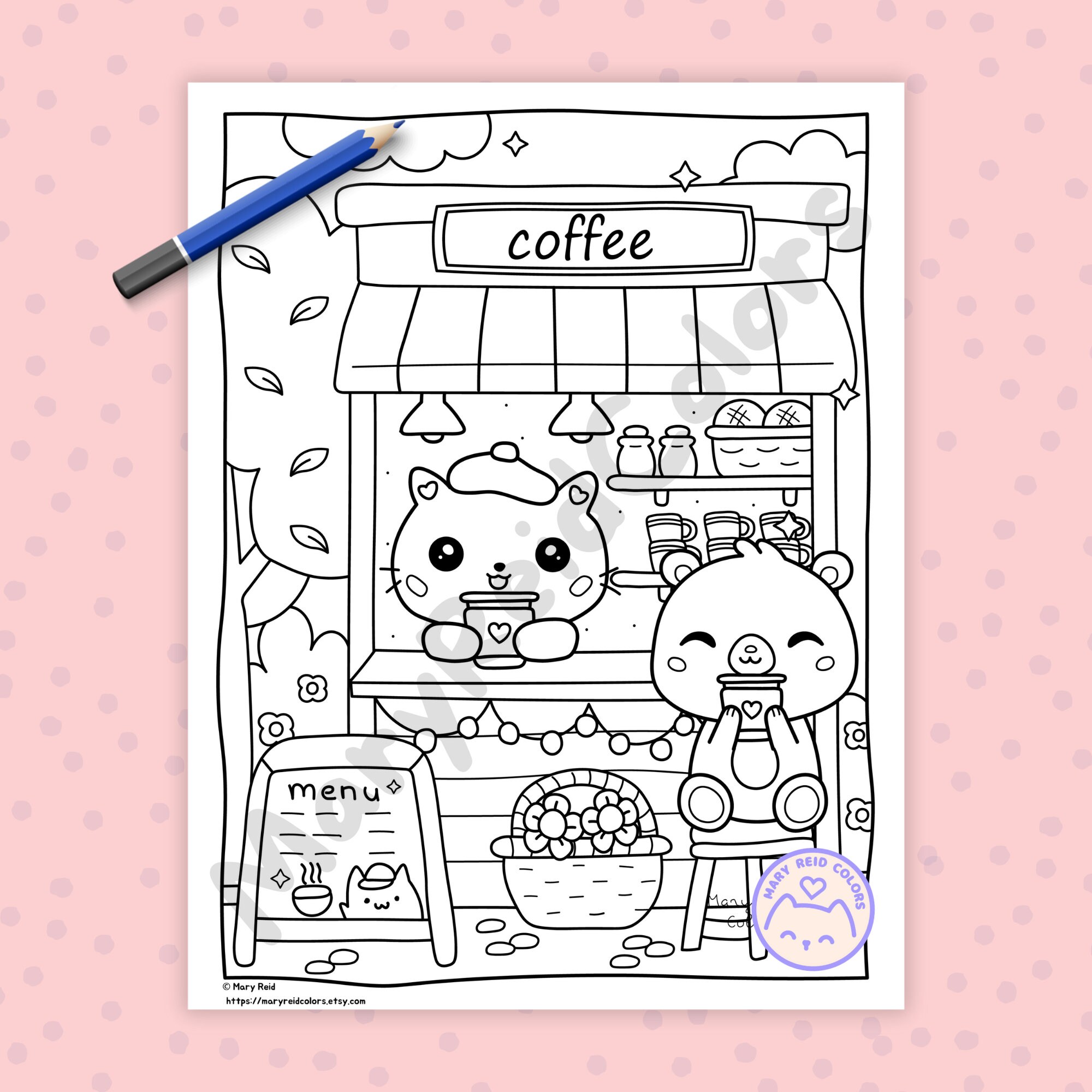 Kawaii Coloring Book for Adults and Kids, Cozy Printable Pages (PDF ...