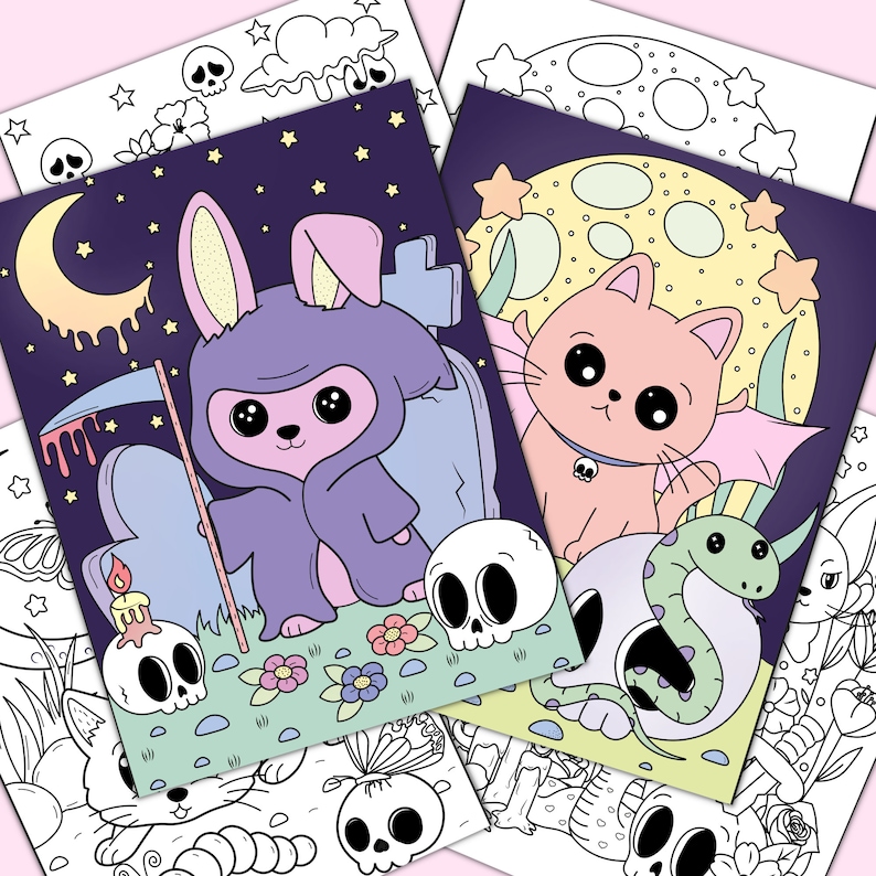Buy Pastel Goth Coloring Pages Creepy Kawaii Coloring Pages Cute Online 