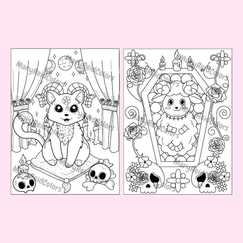 Pastel Goth Coloring Pages Creepy Kawaii Coloring Pages Cute Etsy Finland