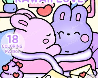 Kawaii Valentine Coloring Book: Cozy Bold And Easy Printable Pages (PDF)