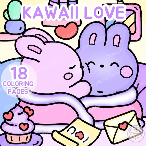 Kawaii Valentine Coloring Book: Bold And Easy Printable Pages (PDF)