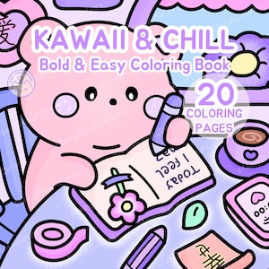 Cozy Bold And Easy Coloring Book, Cozy And Cute Coloring Book, Cute Kawaii Coloring Pages, Cozy Printable, Japanese Kawaii, Cute Art