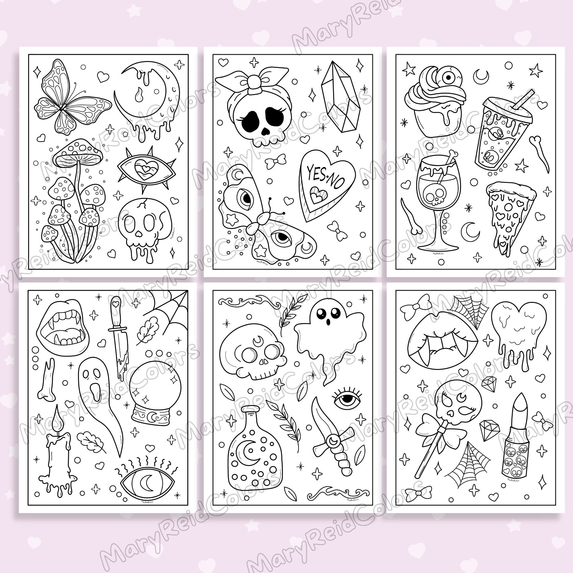 Spooky Cute Coloring Books, Pastel Goth Coloring Book, Funny Coloring  Pages, Sarcastic Quotes, Kawaii Skulls, Halloween Book Bundle 