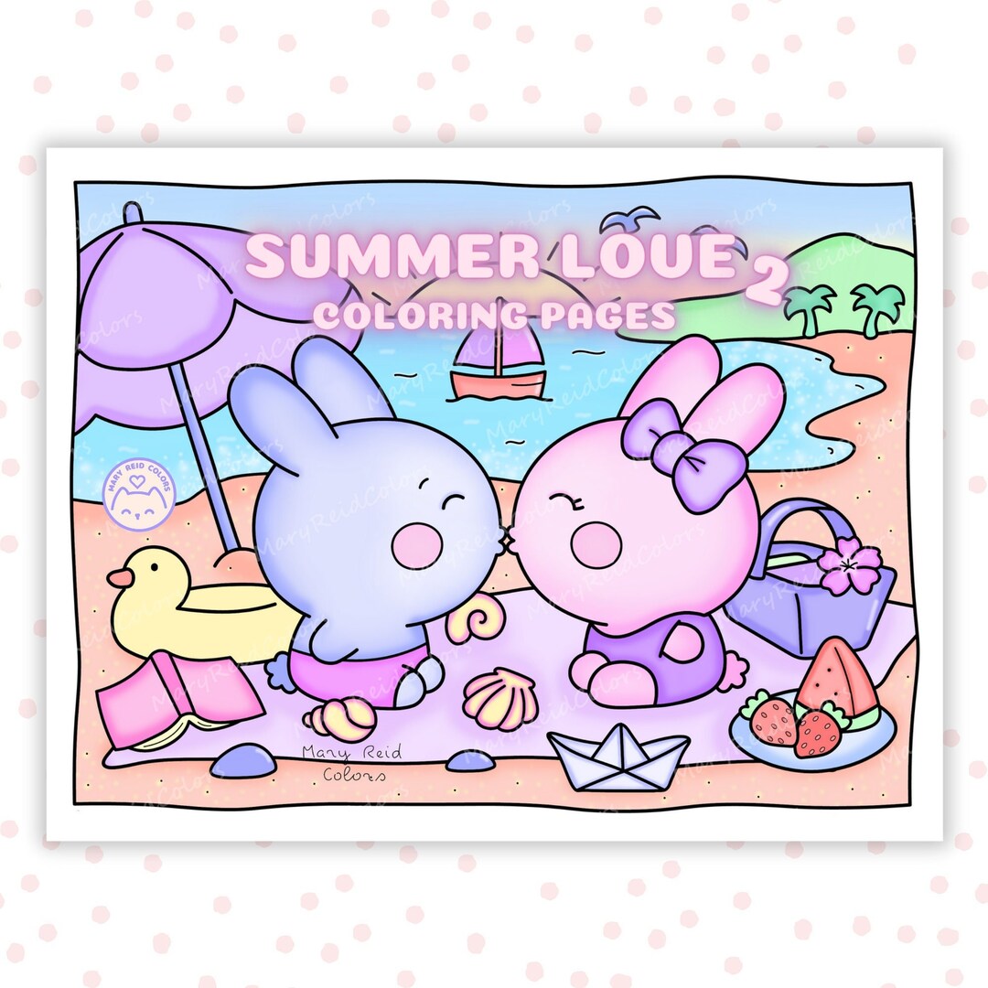 Kawaii Summer Coloring Pages for Kids and Adults, Cozy Printable (PDF ...