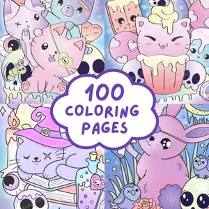 Creepy Kawaii Pastel Goth Coloring Books, Coloring Book Bundle, Coloring Books For Teens, Kawaii Goth, Sweet Halloween, Kawaii Printable