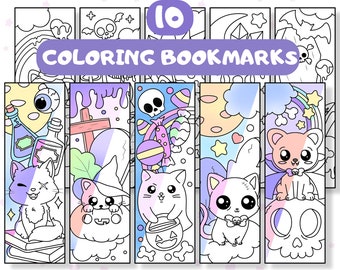 Halloween Coloring Bookmarks, Spooky Printable, Activity Page (PDF)