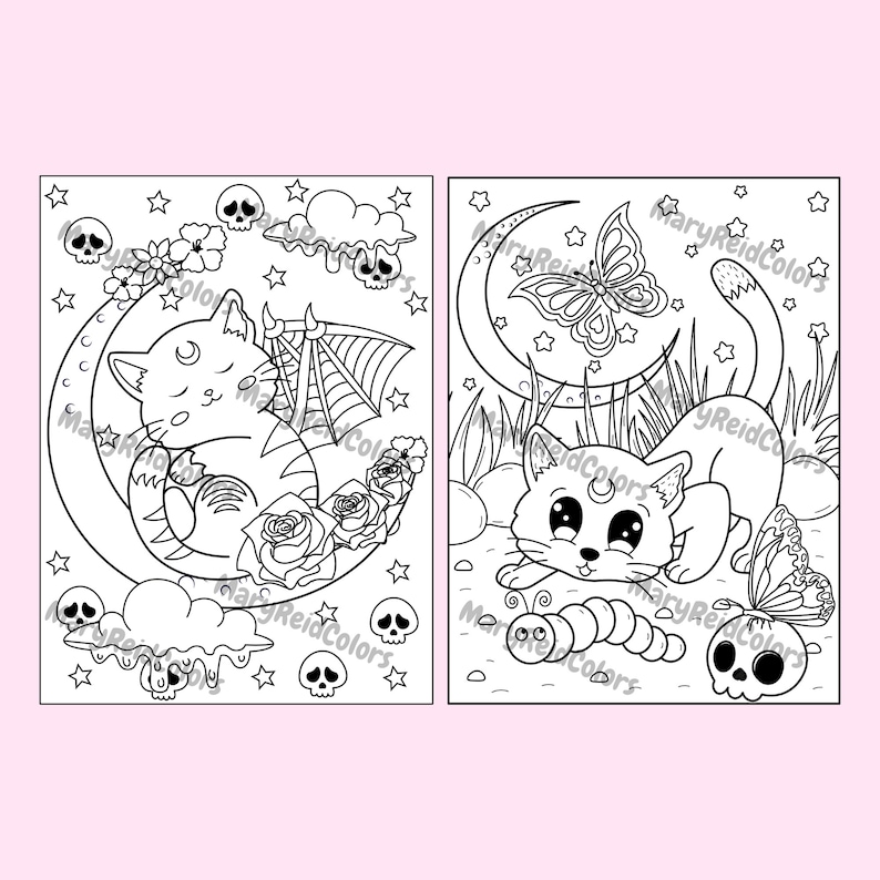 Pastel Goth Coloring Pages Creepy Kawaii Coloring Pages Cute Etsy Finland