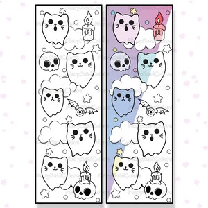 Printable Coloring Bookmarks, Halloween Coloring Bookmarks, Creepy ...
