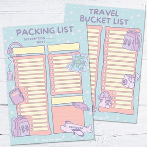 Packliste, Travel Bucket List druckbare, süße Checkliste, druckbare Pack-Checkliste, digitale Bucket List, Reise-Wunschliste