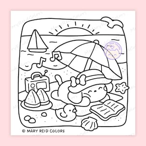 kawaii summer coloring pages