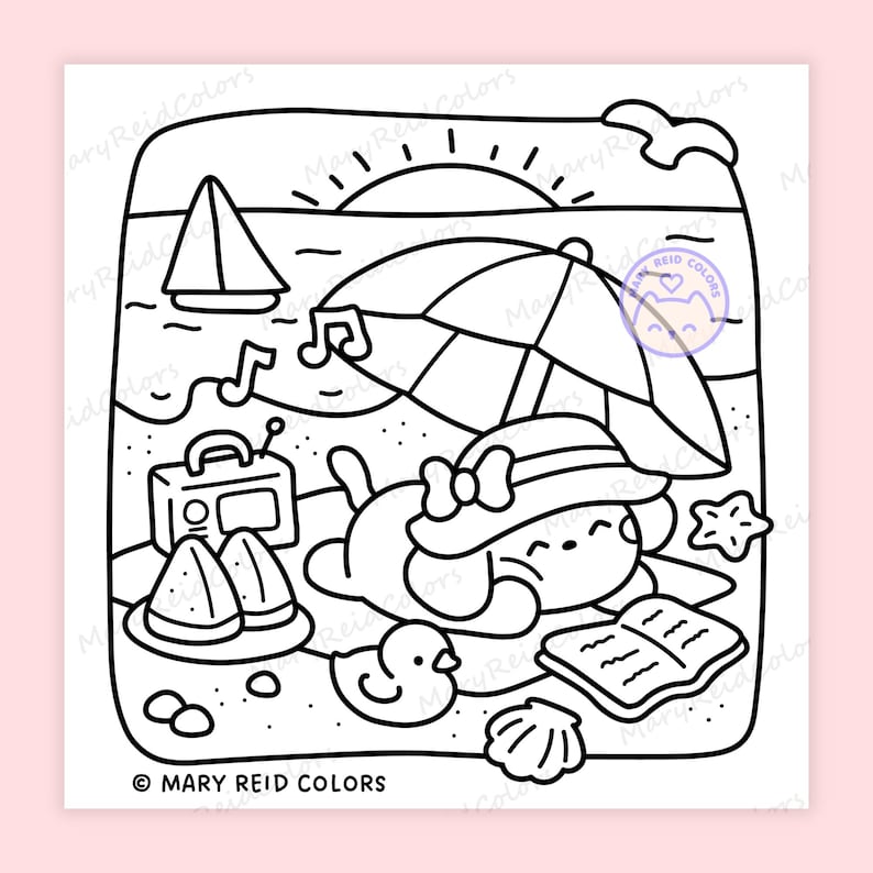 kawaii summer coloring pages