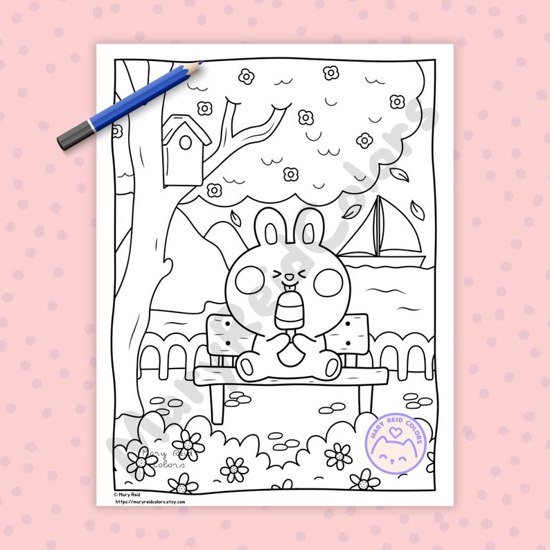 Kawaii Coloring Book for Adults and Kids, Cozy Printable Pages (PDF ...