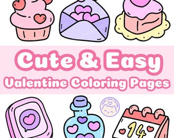 Bold And Easy Valentinstag Malbuch, Kawaii Liebe Printables (PDF)