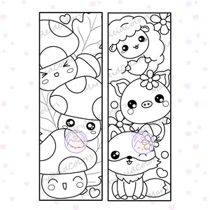 kawaii printable coloring bookmarks