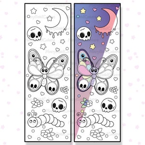 Printable Coloring Bookmarks, Halloween Coloring Bookmarks, Creepy ...