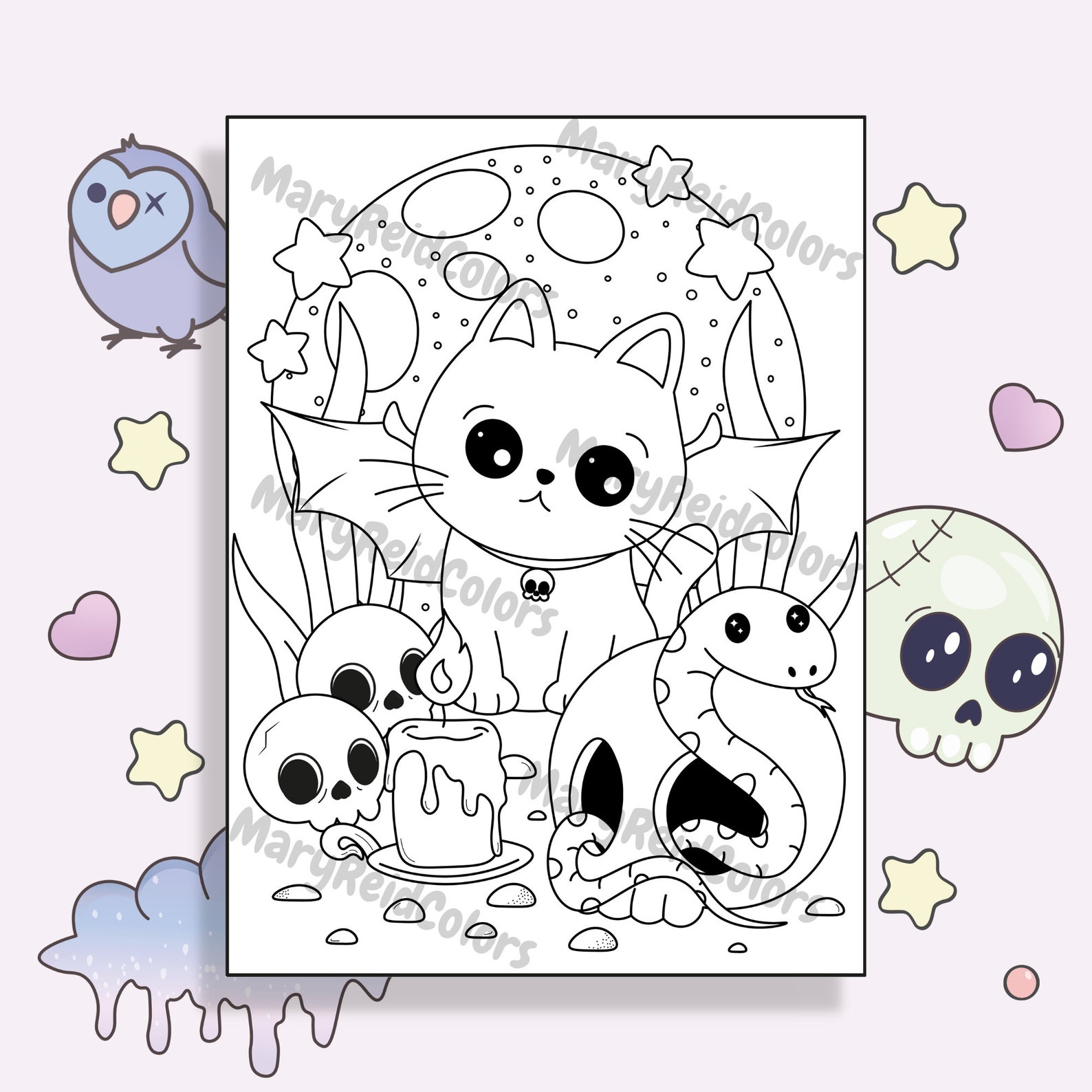 10 Spooktacularly Cute Coloring Pages for a Kawaii Halloween