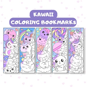 Kawaii Coloring Bookmarks, Bookmarks To Color, Printable Coloring Bookmarks, Kawaii Coloring Page, Homeschool Activities, Kawaii Printable