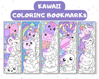 Segnalibri da colorare kawaii: scheda attività stampabile (download PDF)