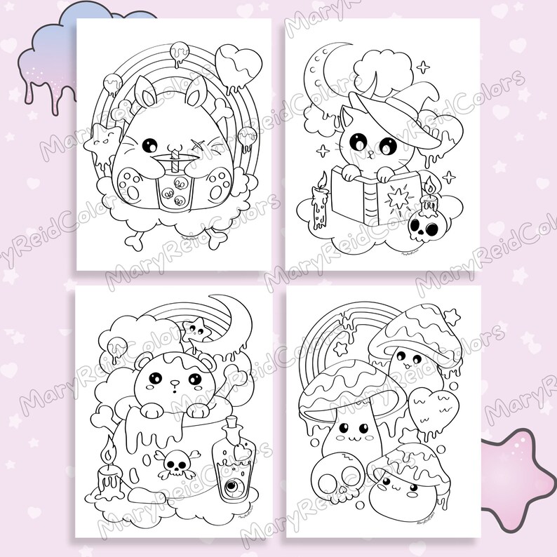 kawaii goth coloring pages
