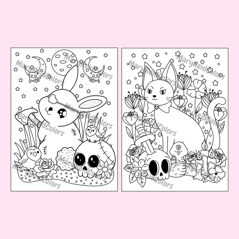 Pastel Goth Coloring Pages Creepy Kawaii Coloring Pages Cute Etsy Finland