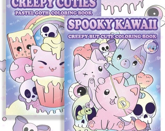 Spooky Kawaii Coloring Book Bundle, Pastel Goth Printable (PDF Download)
