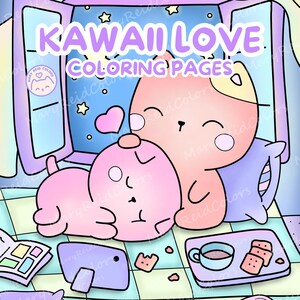 Kawaii Coloring Pages For Adults, Cute Coloring Pages, Cute Animal Coloring Book, Cozy Art PDF, Relaxing Activities,  Kawaii Printable