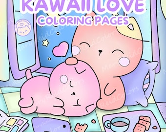 Libro para colorear "Amor acogedor", páginas imprimibles de San Valentín (PDF)