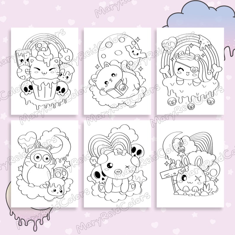 creepy kawaii coloring pages for adults and teens