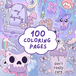 Creepy Kawaii Coloring Book: 100 Spooky Pastel Goth Pages (PDF)
