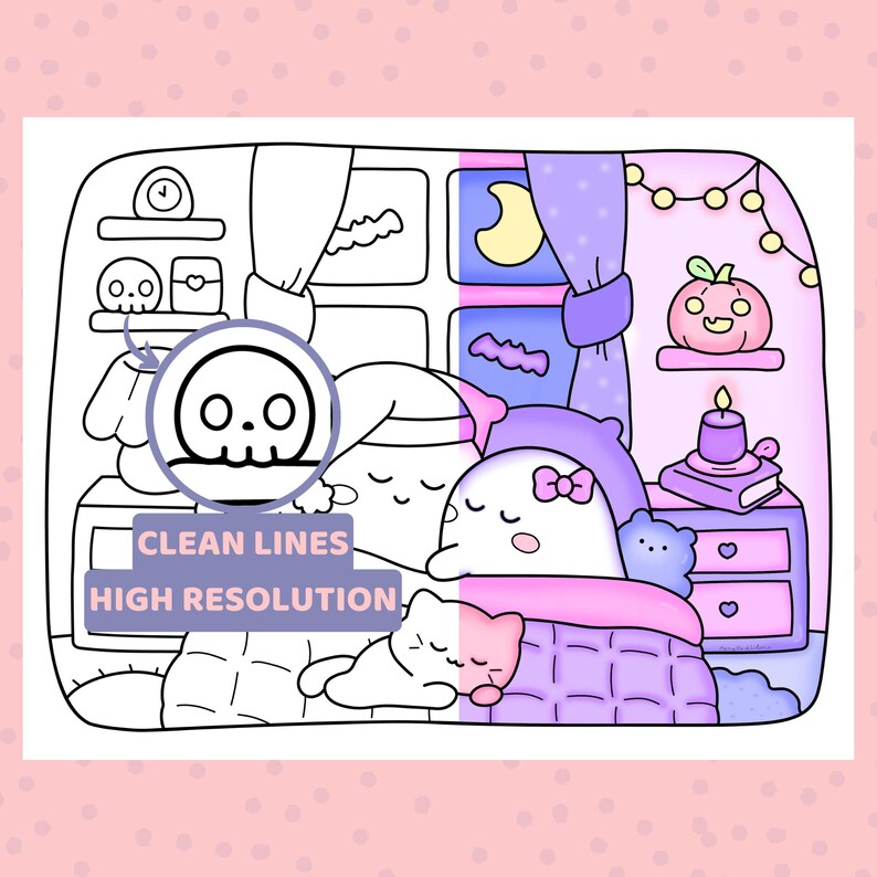 kawaii halloween coloring pages