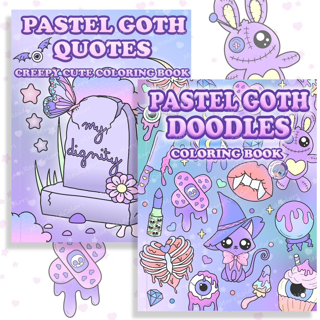 Pastel Goth Coloring Book Bundle: Creepy Kawaii Printable Pages (PDF ...