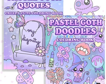 Pacchetto di libri da colorare gotici pastello: pagine stampabili kawaii inquietanti (download PDF)