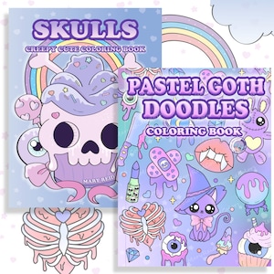 Creepy Kawaii Coloring Book Bundle: Spooky Pastel Goth Doodles (PDF)