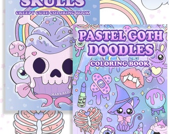 Creepy Kawaii Coloring Book Bundle: Spooky Pastel Goth Printable Pages (PDF)
