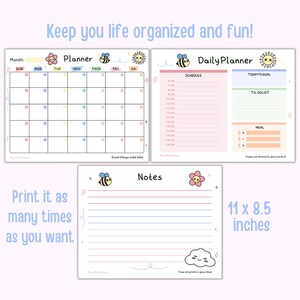 Cute Printable Monthly Planner Kawaii Daily Planner Cute - Etsy