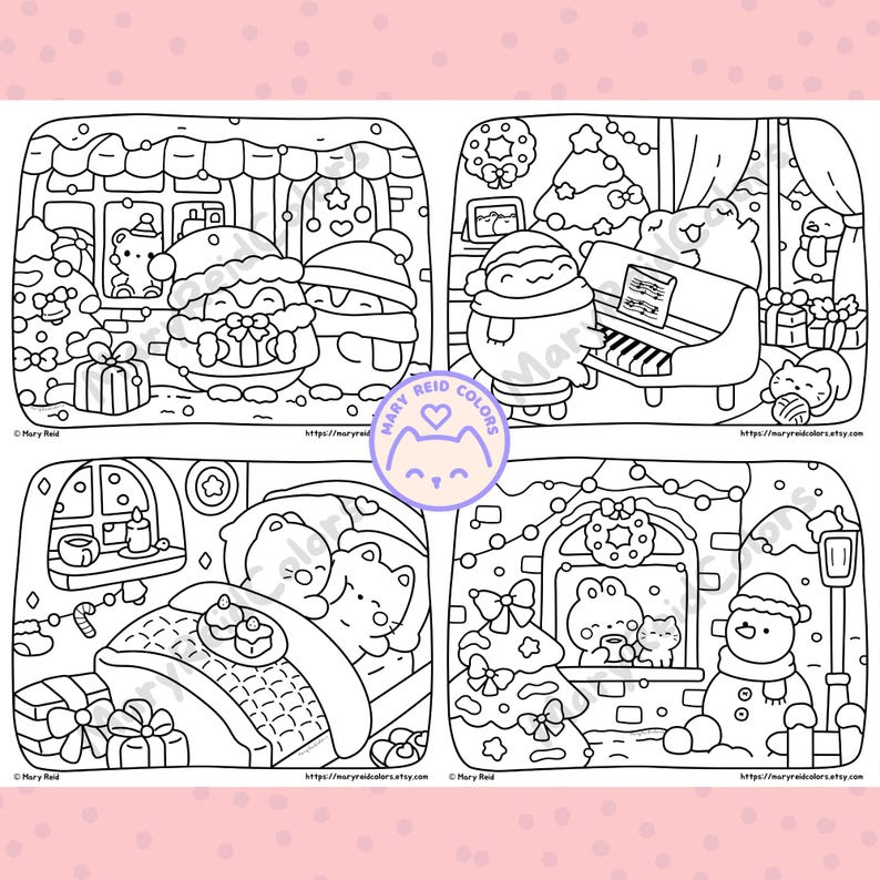 Cozy Christmas coloring pages