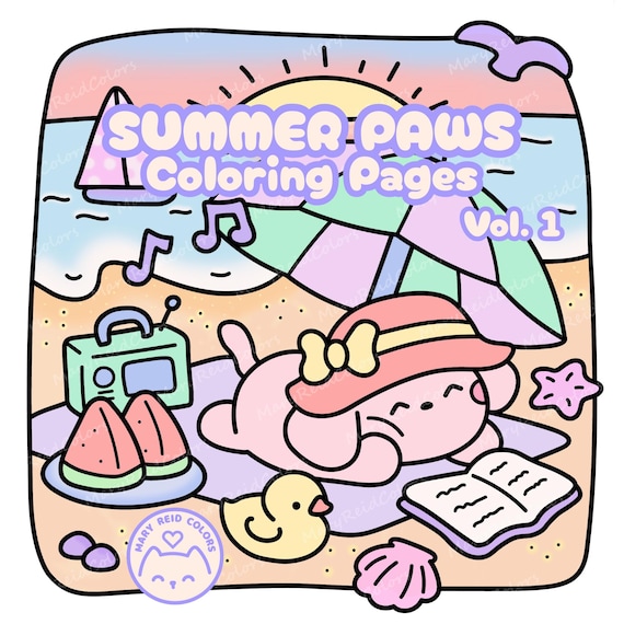 Cozy Summer Coloring Book: Kawaii Animals Printable Pages (PDF Download)