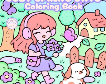 Libro para colorear de chicas acogedoras, páginas imprimibles de primavera kawaii (descarga en PDF)