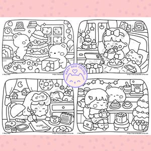 kawaii Christmas coloring pages