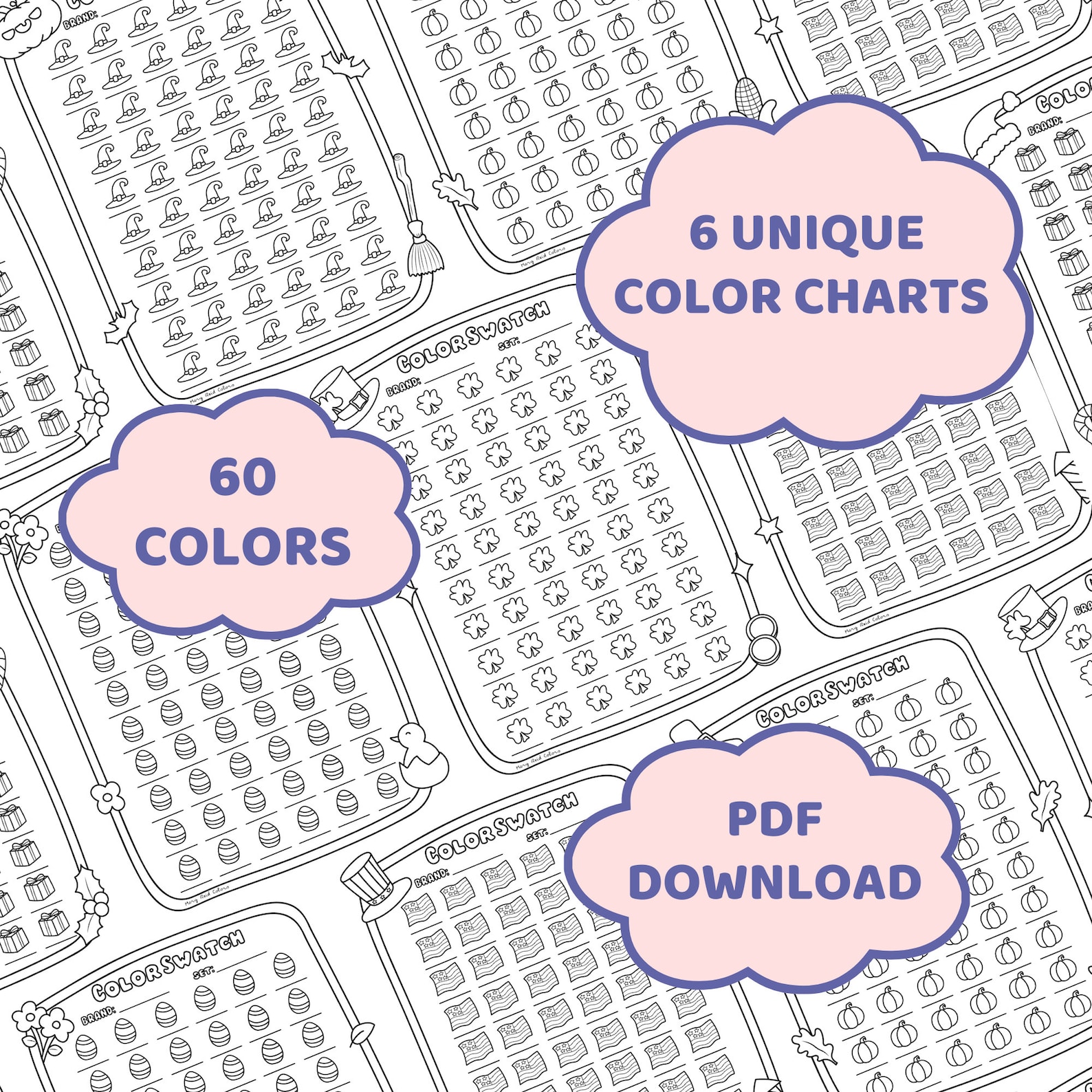 Blank Color Swatch, Printable Color Chart, Chart Sheets, Season Color ...