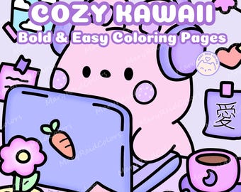 Cozy Kawaii Coloring Book: Bold & Easy Printable (PDF)