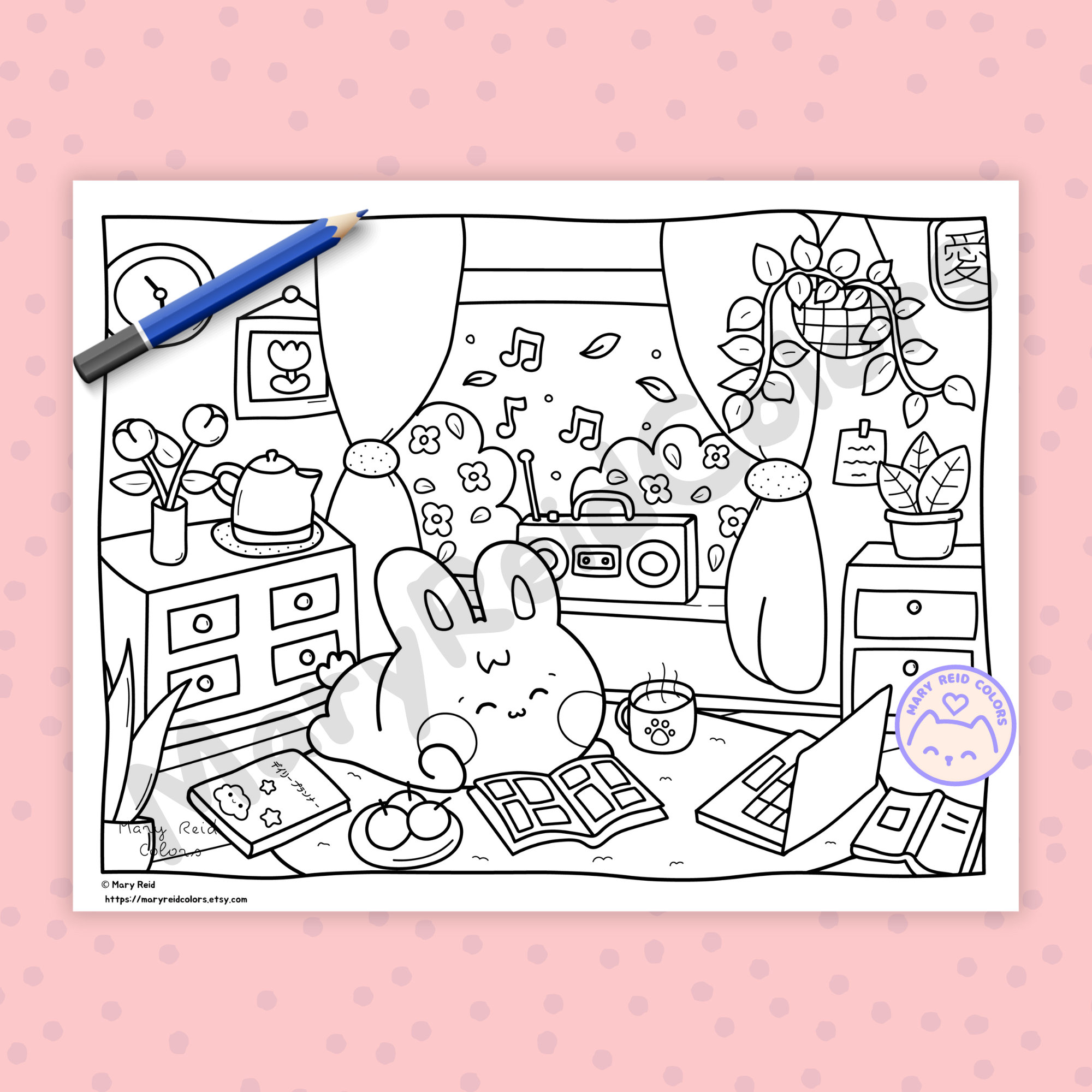 Cozy Coloring Book: Kawaii Printable Pages for Adults and Kids (PDF) - Etsy