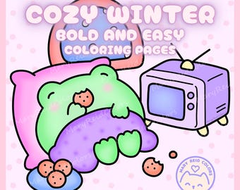 Cozy Winter Coloring Book For Adults and Kids: Kawaii Printable Pages (PDF)